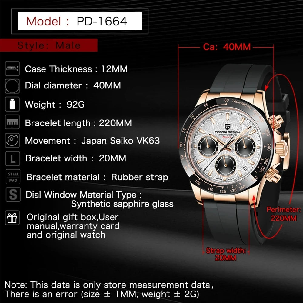 Pagani Design – Reloj Cronógrafo de Cuarzo Business de Lujo
