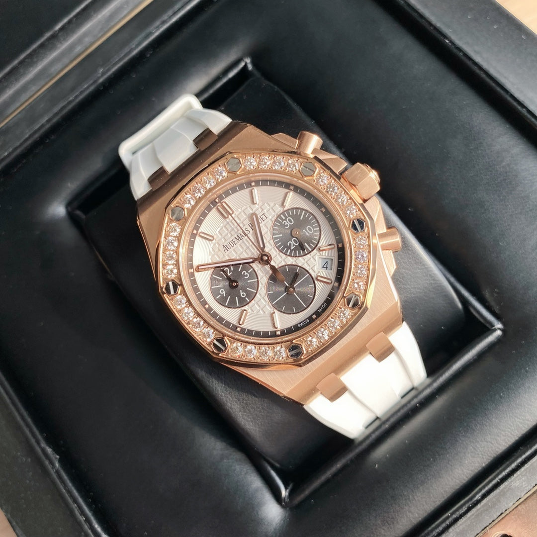 Audemars Piguet Royal Oak Offshore Oro Rosa  Correa Blanca 37mm