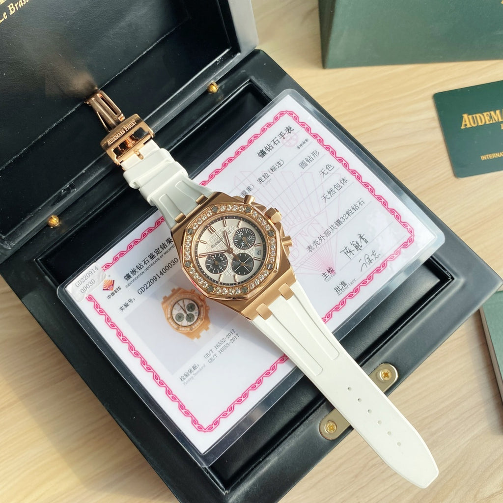 Audemars Piguet Royal Oak Offshore Oro Rosa  Correa Blanca 37mm