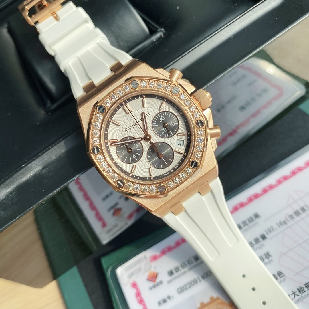 Audemars Piguet Royal Oak Offshore Oro Rosa  Correa Blanca 37mm