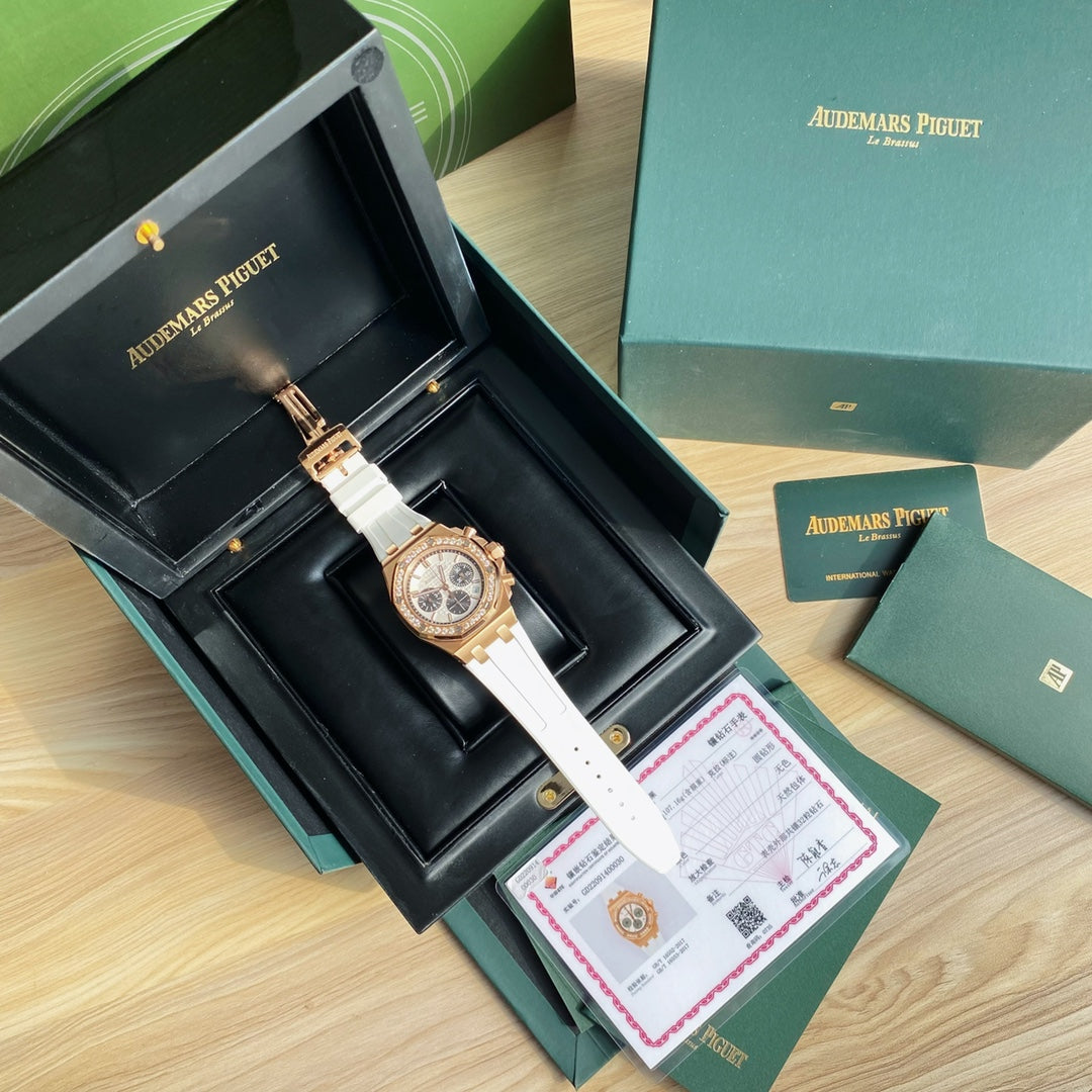 Audemars Piguet Royal Oak Offshore Oro Rosa  Correa Blanca 37mm
