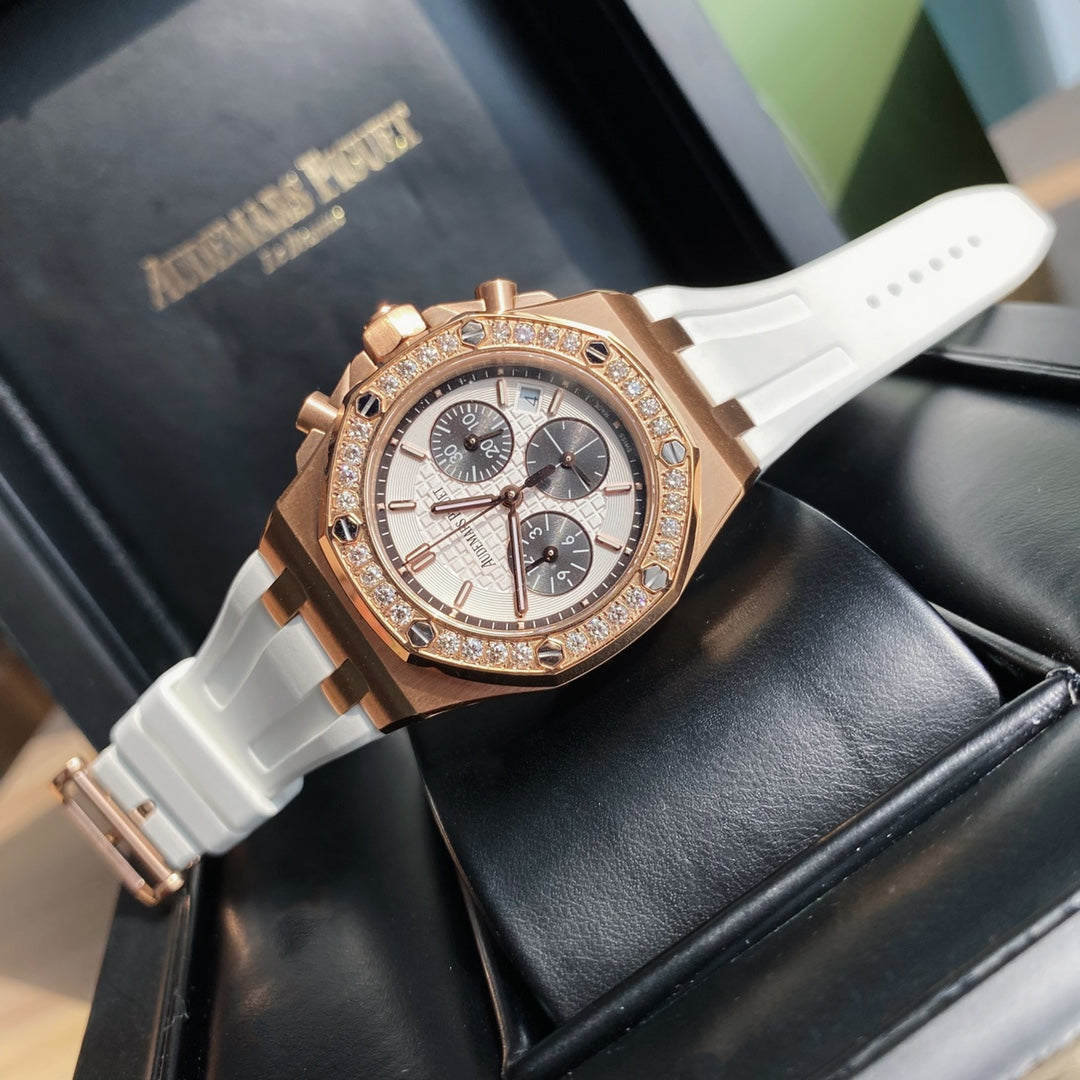Audemars Piguet Royal Oak Offshore Oro Rosa  Correa Blanca 37mm