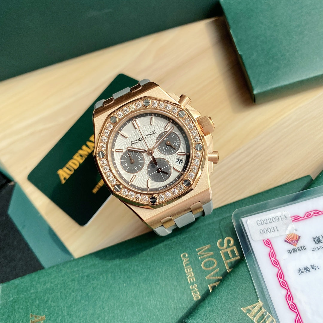 Audemars Piguet Royal Oak Offshore Oro Rosa / Correa Verde Oscuro 37mm
